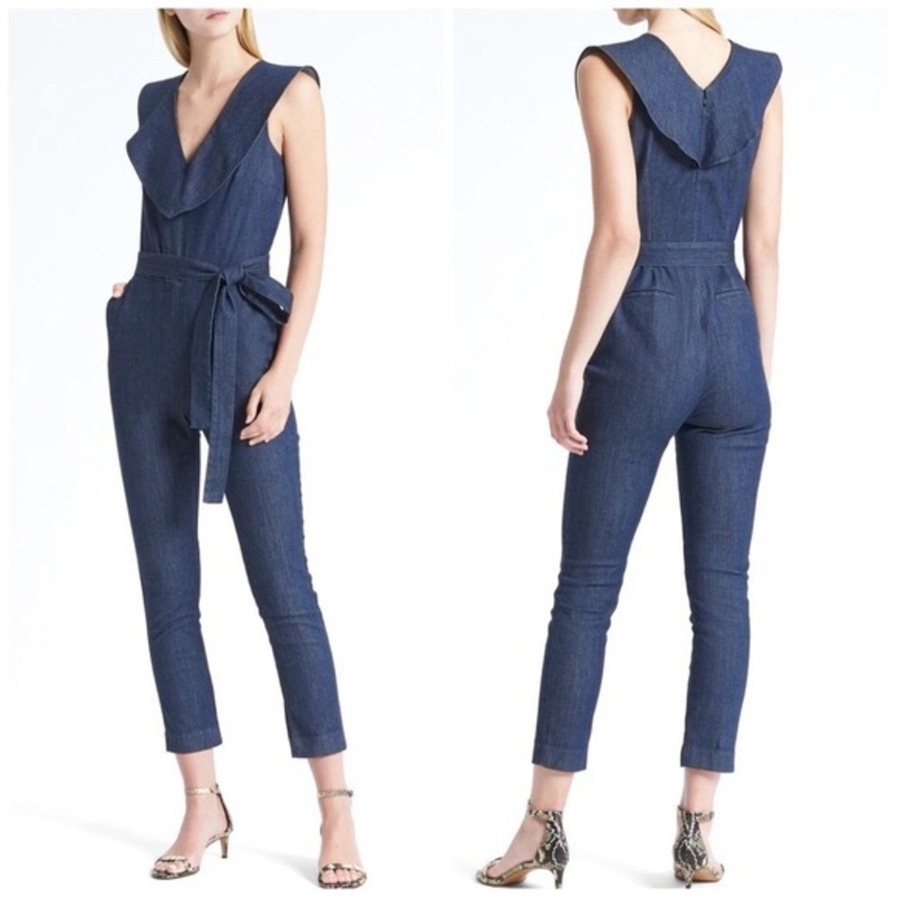 NWT Banana Republic Ruffle Denim Jumpsuit